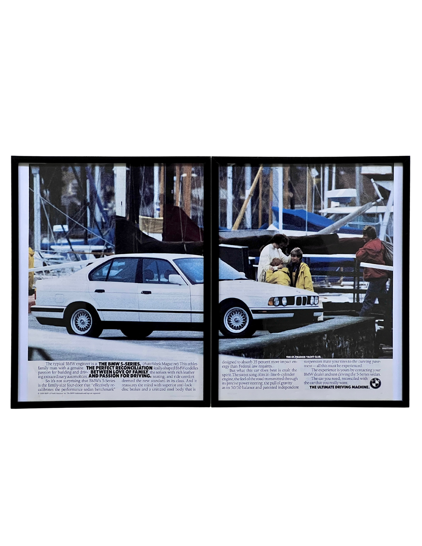 BMW E34 5 Series Sedan Framed Art Advertisement