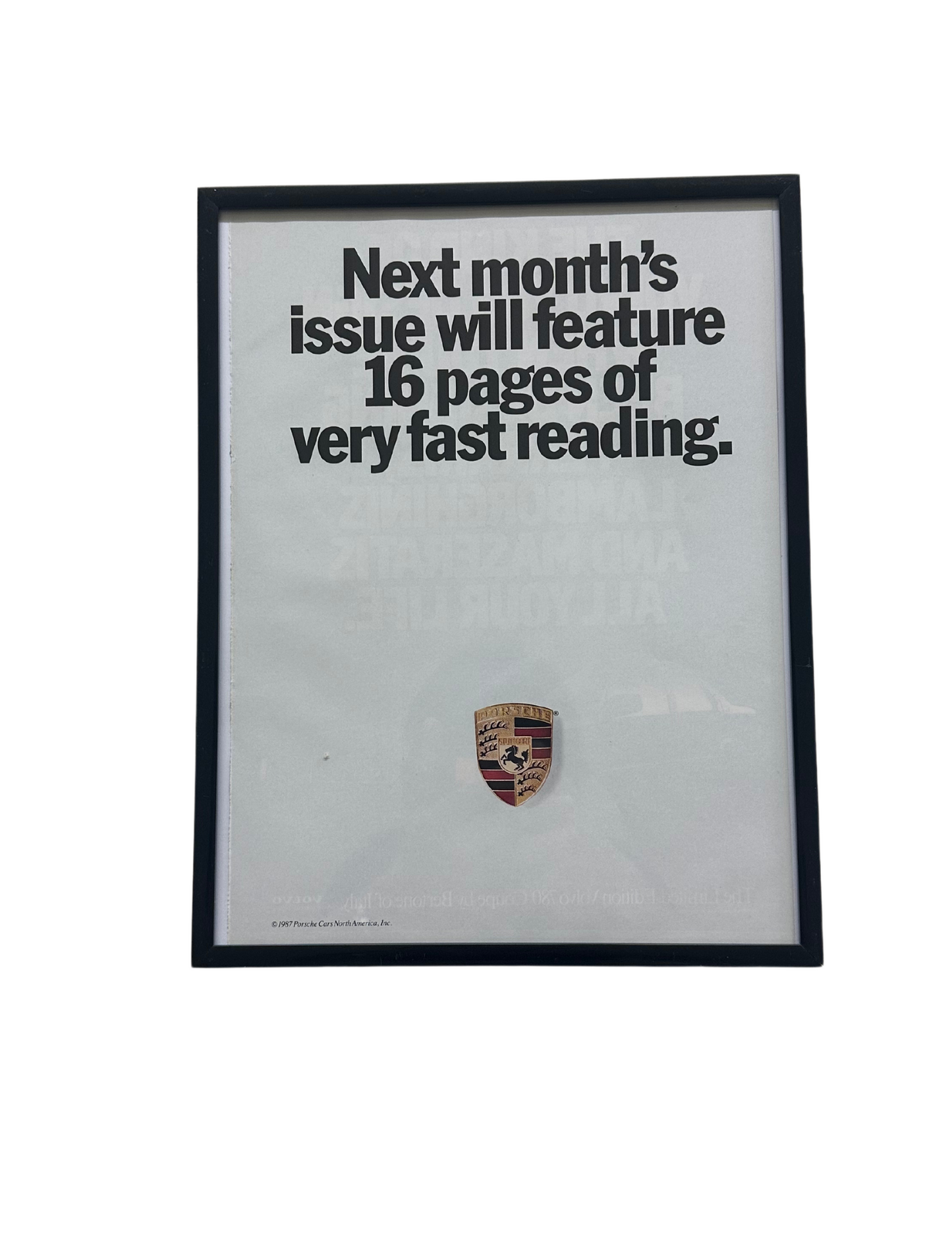 Porsche "Next Month" Framed Art Advertisement